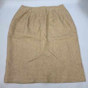 Jones Wear Vintage Brown Houndstooth  22" Lined Pencil Skirt Women's Size 10 USA